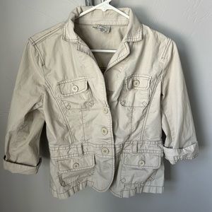 Ann Taylor LOFT cream jacket size medium with minor imperfections as pictured